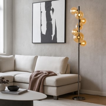 Brilagi - Lámpara de pie LED MILLA 7xG9/3W/230V cromo negro/dorado