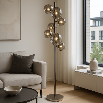 Brilagi - Lámpara de pie LED MILLA 7xG9/3W/230V negro cromado/ahumado