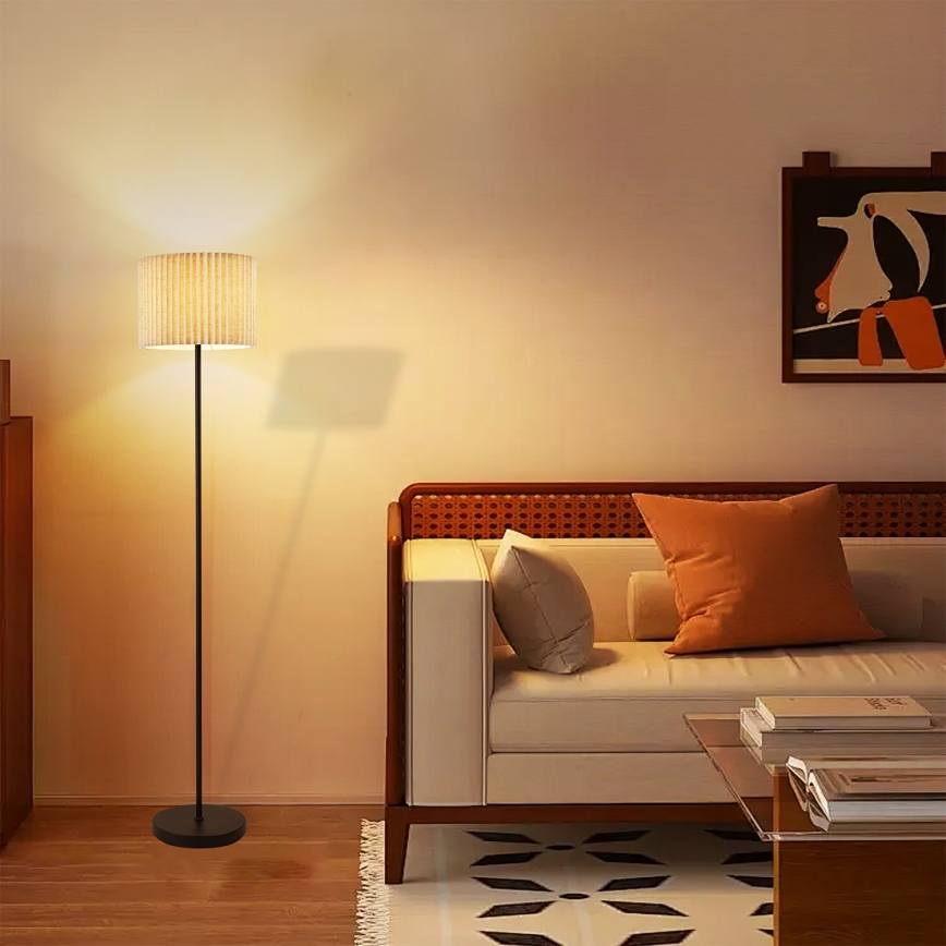 Brilagi - Lámpara de pie NORDIC WAVE 1xE27/15W/230V lino/negro