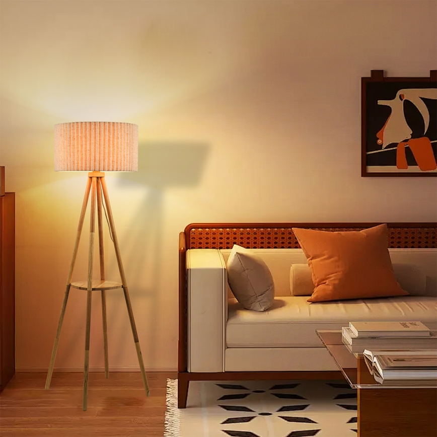 Brilagi - Lámpara de pie NORDIC WAVE 1xE27/15W/230V madera/lino