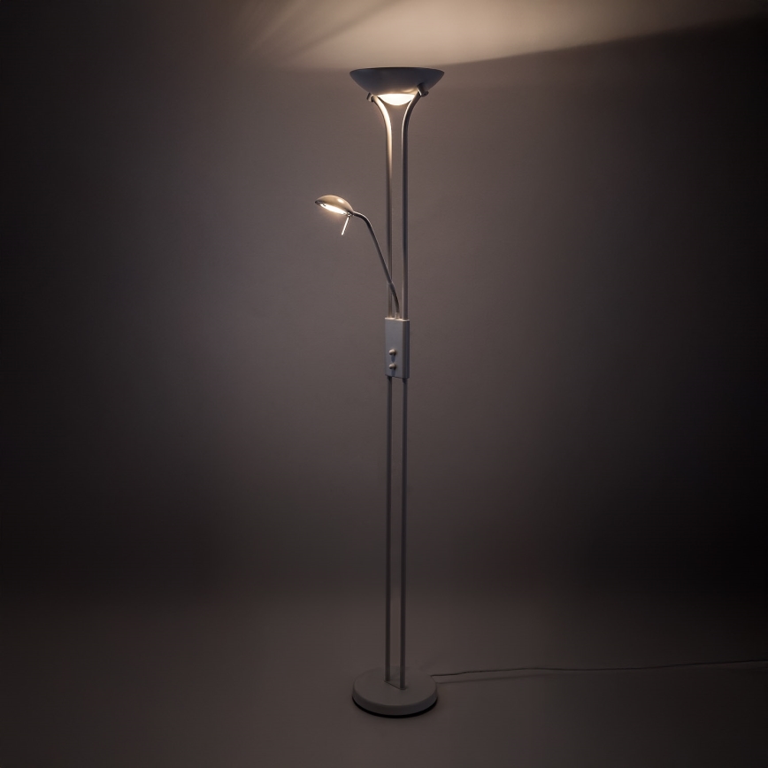 Brilagi - Lámpara de pie regulable SCARLETT 1xR7s/230W/230V + 1xG9/40W blanca