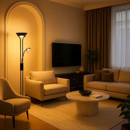 Brilagi - Lámpara de pie regulable SCARLETT 1xR7s/230W/230V + 1xG9/40W negra