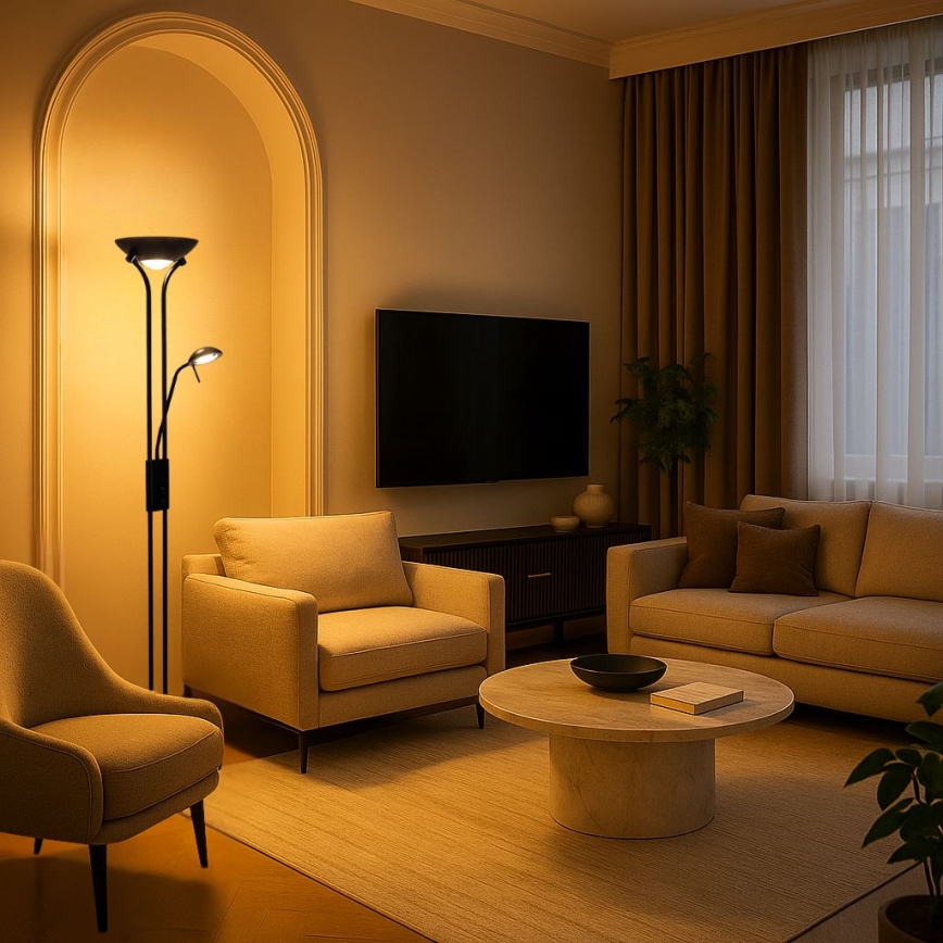 Brilagi - Lámpara de pie regulable SCARLETT 1xR7s/230W/230V + 1xG9/40W negra