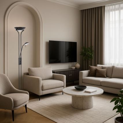 Brilagi - Lámpara de pie regulable SCARLETT 1xR7s/230W/230V + 1xG9/40W negra