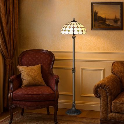 Brilagi - Lámpara de pie Tiffany de vitral DORAN 2xE27/60W/230V