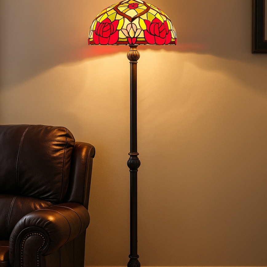 Brilagi - Lámpara de pie vitral Tiffany GARLAN 2xE27/60W/230V