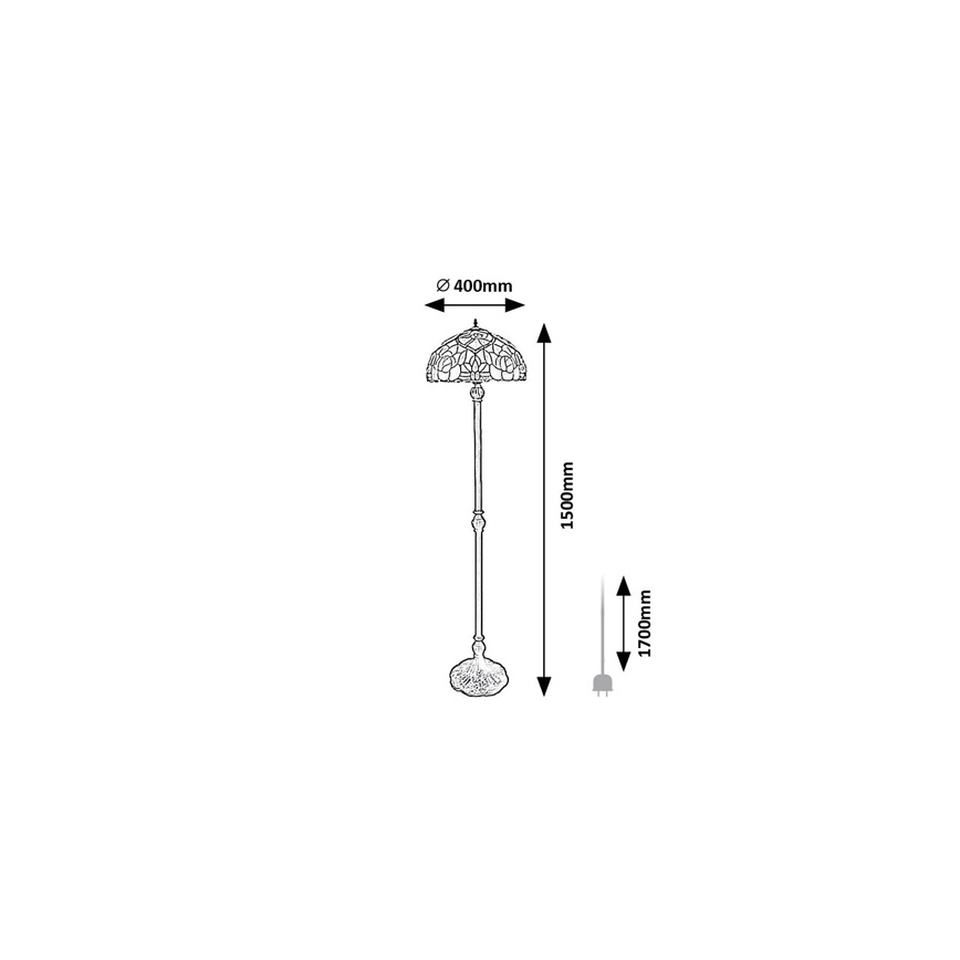 Brilagi - Lámpara de pie vitral Tiffany GARLAN 2xE27/60W/230V