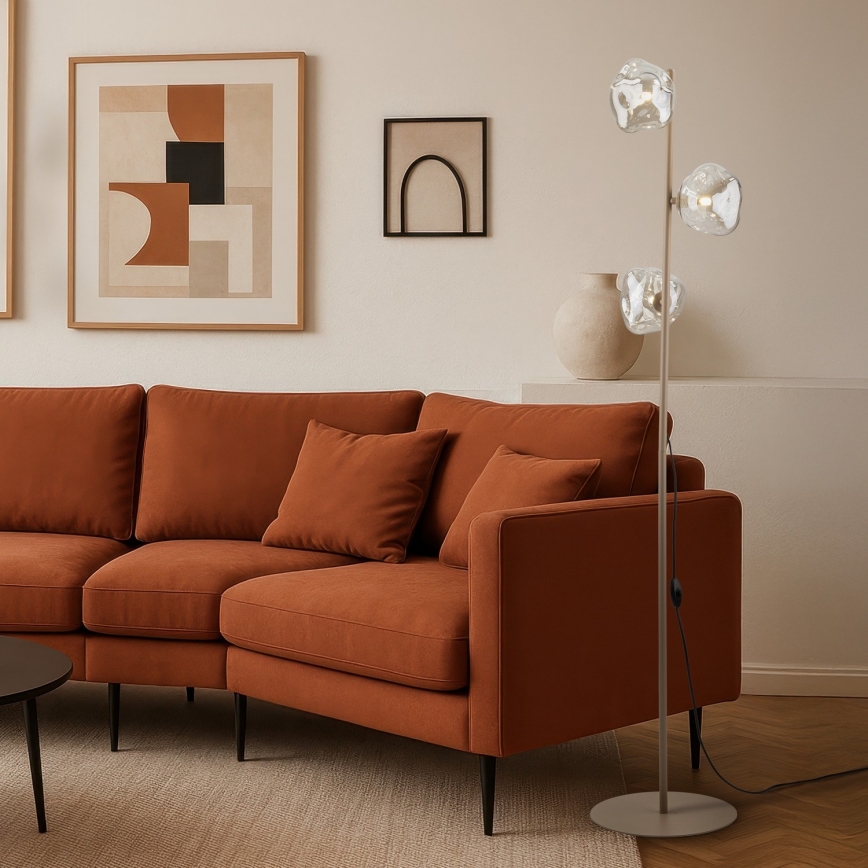 Brilagi - Lámpara de pie VULCANO 3xG9/8W/230V beige/beige ahumado