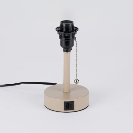 Brilagi - Lámpara de sobremesa con puerto USB TABLON 1xE27/25W/230V beige