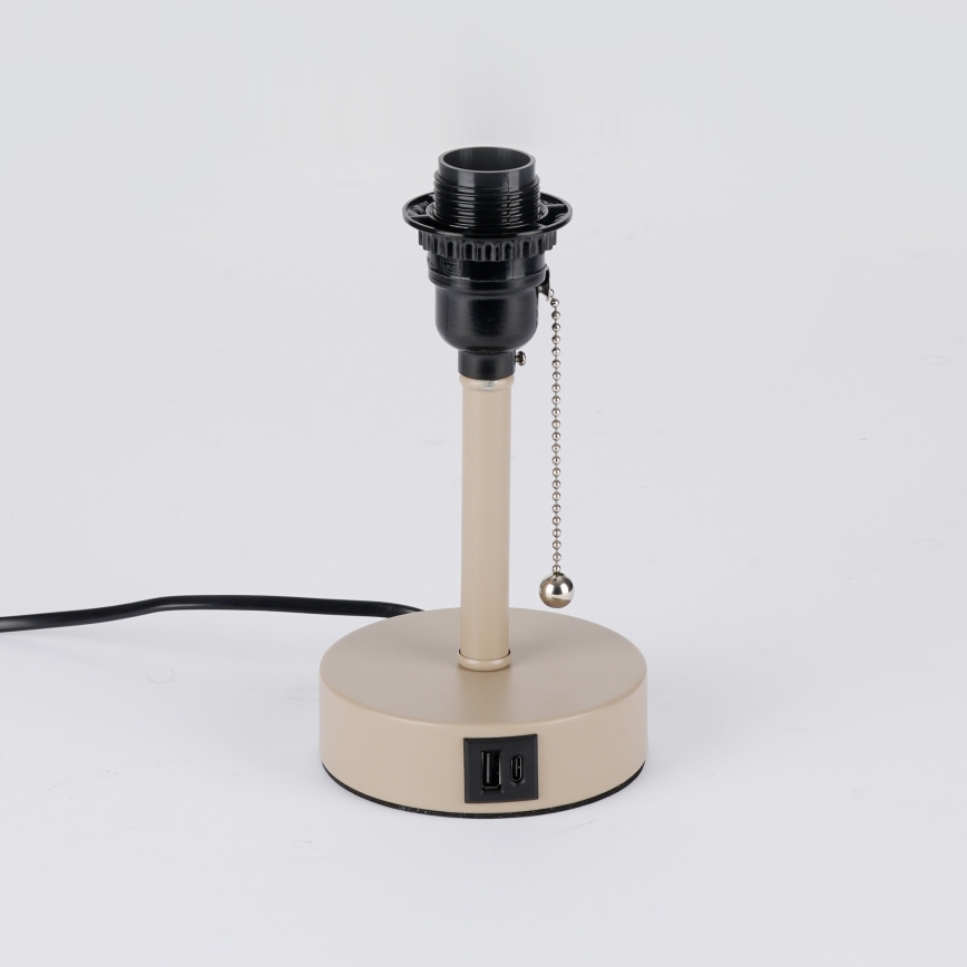 Brilagi - Lámpara de sobremesa con puerto USB TABLON 1xE27/25W/230V beige