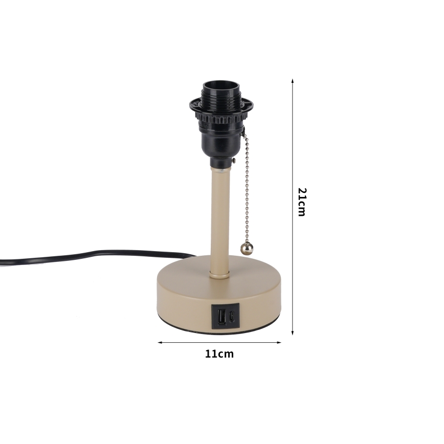 Brilagi - Lámpara de sobremesa con puerto USB TABLON 1xE27/25W/230V beige