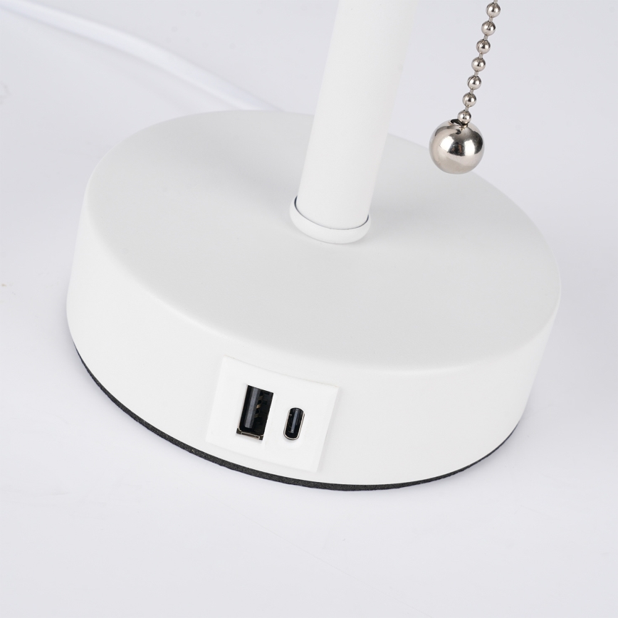 Brilagi - Lámpara de sobremesa con puerto USB TABLON 1xE27/25W/230V blanco/gris