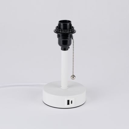 Brilagi - Lámpara de sobremesa con puerto USB TABLON 1xE27/25W/230V blanco/gris