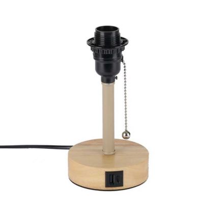 Brilagi - Lámpara de sobremesa con puerto USB TABLON 1xE27/25W/230V roble/beige/crema