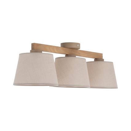 Brilagi - Lámpara de techo adosada LATTE SABIA 3xE27/15W/230V pino/beige
