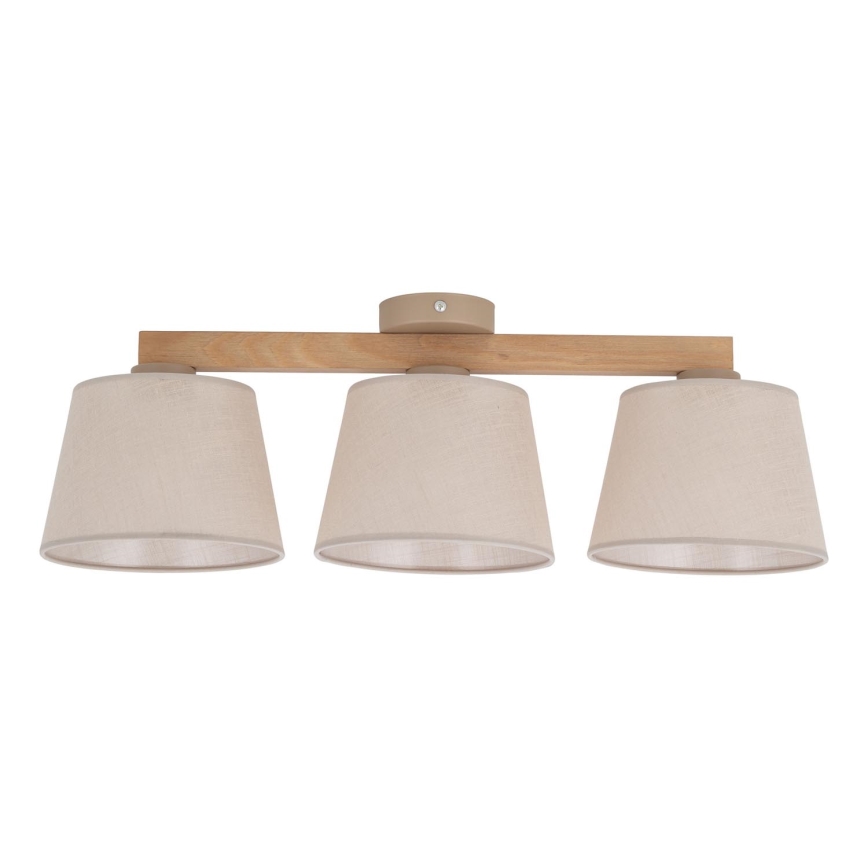 Brilagi - Lámpara de techo adosada LATTE SABIA 3xE27/60W/230V pino/beige
