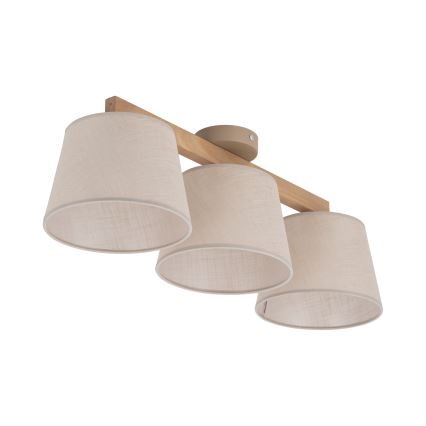 Brilagi - Lámpara de techo adosada LATTE SABIA 3xE27/60W/230V pino/beige