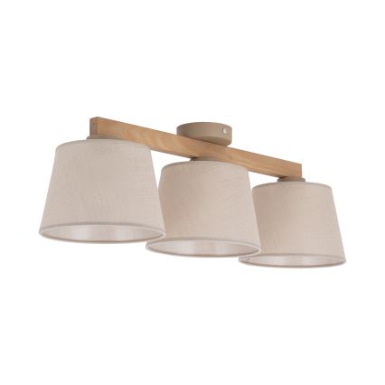 Brilagi - Lámpara de techo adosada LATTE SABIA 3xE27/60W/230V pino/beige