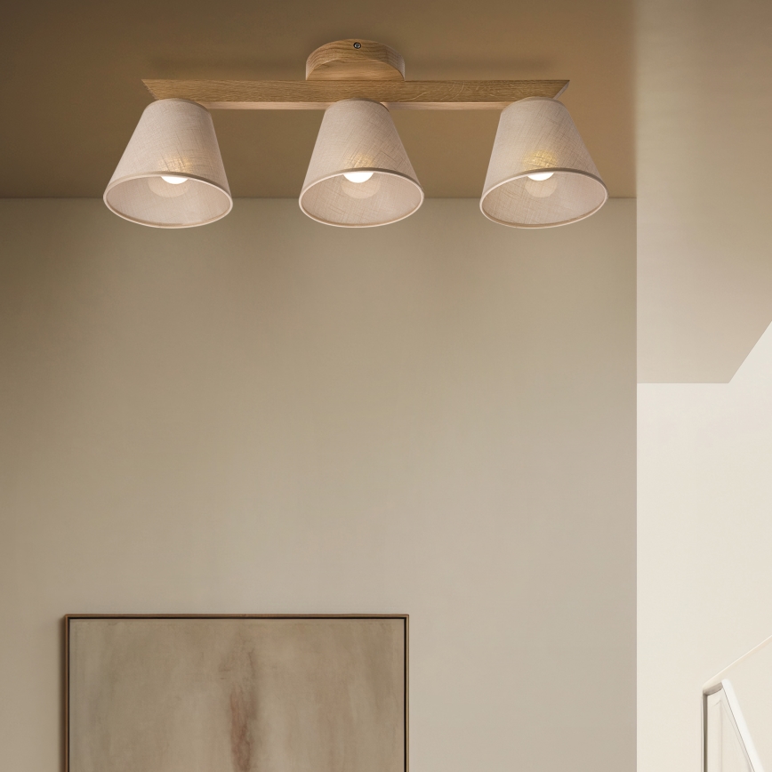 Brilagi - Lámpara de techo ANTHONY 3xE14/40W/230V roble/beige