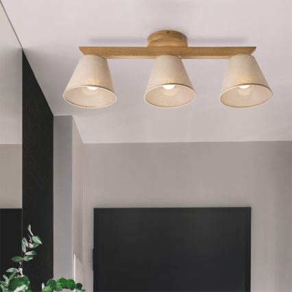 Brilagi - Lámpara de techo ANTHONY 3xE14/40W/230V roble/beige