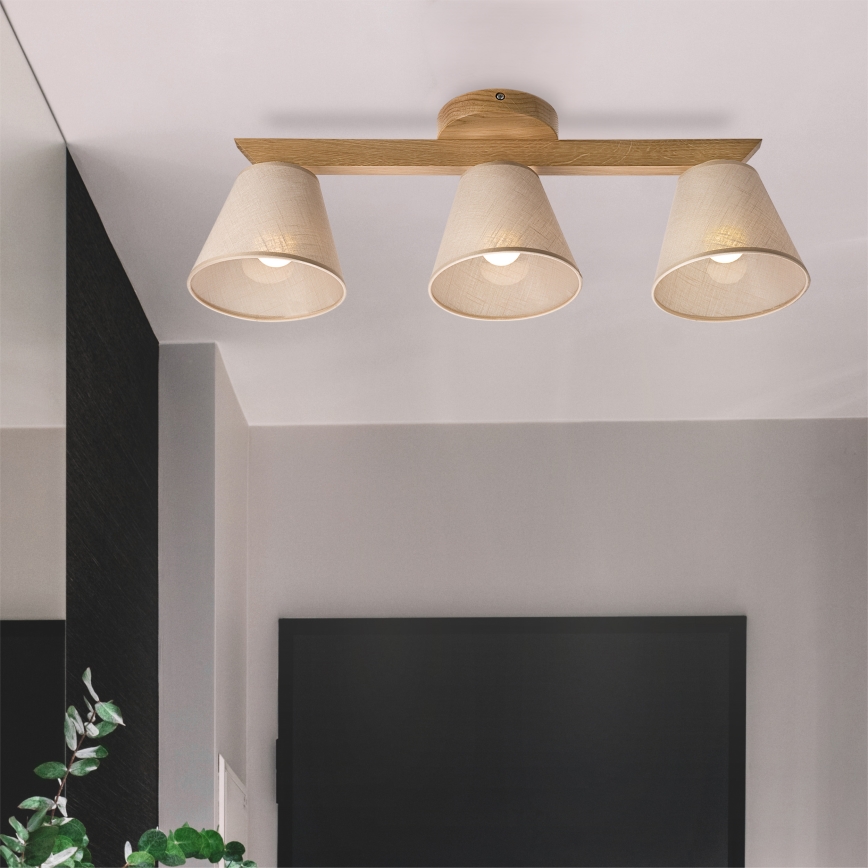 Brilagi - Lámpara de techo ANTHONY 3xE14/40W/230V roble/beige