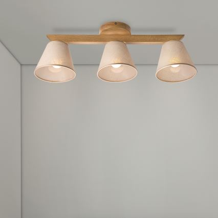 Brilagi - Lámpara de techo ANTHONY 3xE14/40W/230V roble/beige