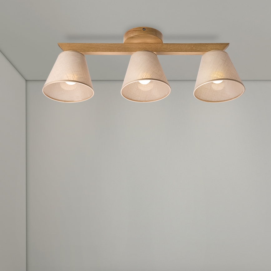 Brilagi - Lámpara de techo ANTHONY 3xE14/40W/230V roble/beige
