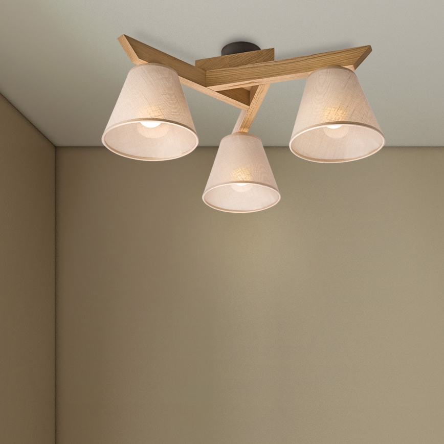 Brilagi - Lámpara de techo ANTHONY 3xE14/40W/230V roble/beige
