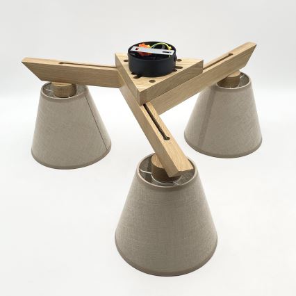 Brilagi - Lámpara de techo ANTHONY 3xE14/40W/230V roble/beige