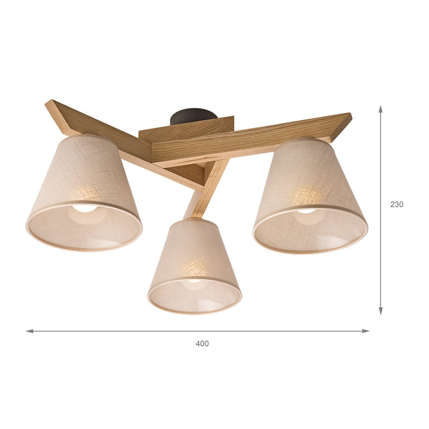 Brilagi - Lámpara de techo ANTHONY 3xE14/40W/230V roble/beige