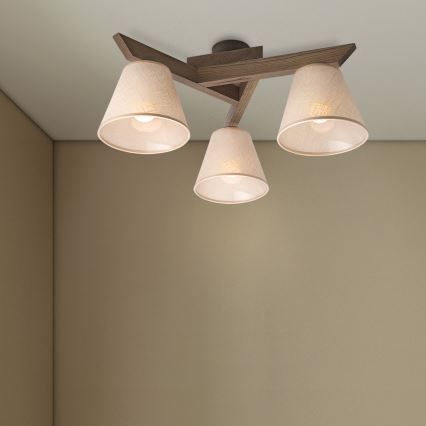 Brilagi - Lámpara de techo ANTHONY 3xE14/40W/230V roble/beige