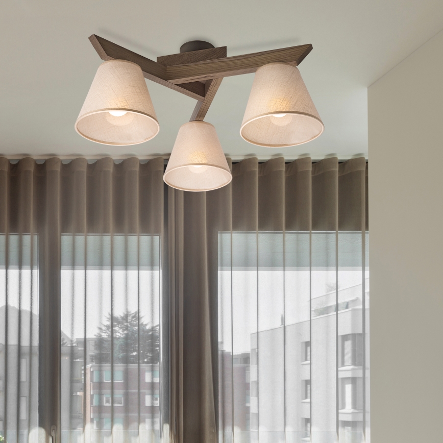 Brilagi - Lámpara de techo ANTHONY 3xE14/40W/230V roble/beige