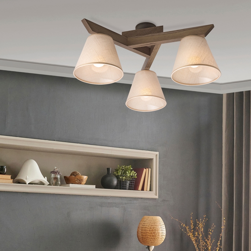 Brilagi - Lámpara de techo ANTHONY 3xE14/40W/230V roble/beige