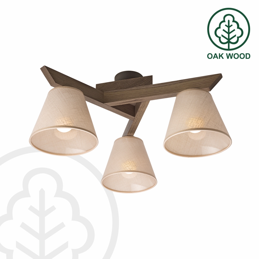 Brilagi - Lámpara de techo ANTHONY 3xE14/40W/230V roble/beige