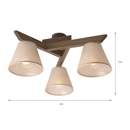 Brilagi - Lámpara de techo ANTHONY 3xE14/40W/230V roble/beige