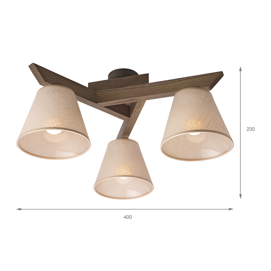 Brilagi - Lámpara de techo ANTHONY 3xE14/40W/230V roble/beige
