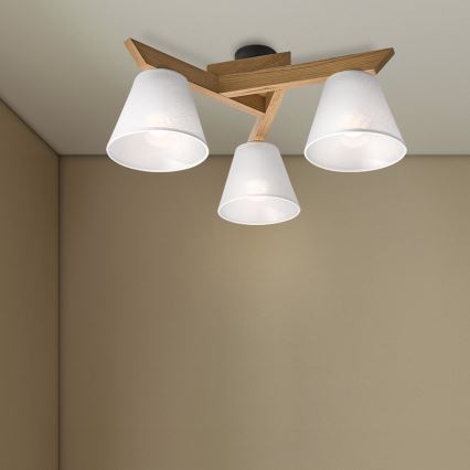 Brilagi - Lámpara de techo ANTHONY 3xE14/40W/230V roble/blanco