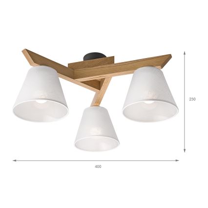 Brilagi - Lámpara de techo ANTHONY 3xE14/40W/230V roble/blanco