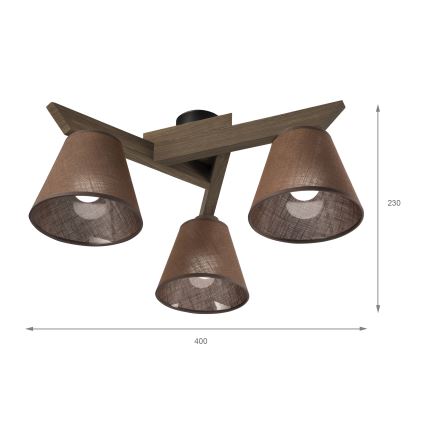 Brilagi - Lámpara de techo ANTHONY 3xE14/40W/230V roble/marrón