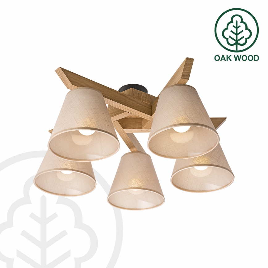 Brilagi - Lámpara de techo ANTHONY 5xE14/40W/230V roble/beige
