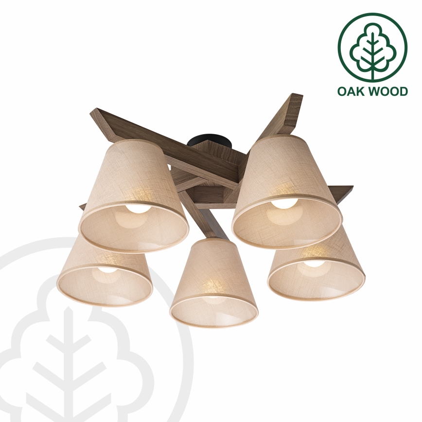 Brilagi - Lámpara de techo ANTHONY 5xE14/40W/230V roble/beige