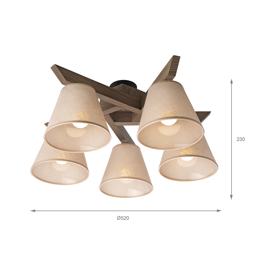 Brilagi - Lámpara de techo ANTHONY 5xE14/40W/230V roble/beige