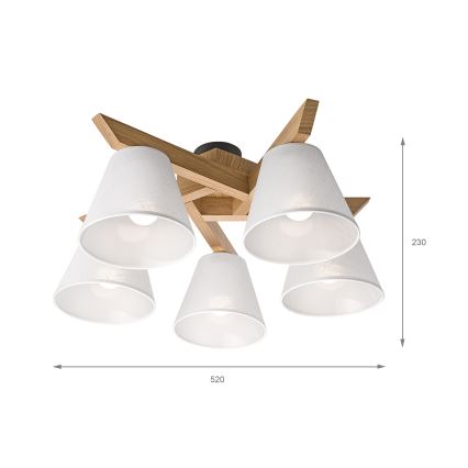 Brilagi - Lámpara de techo ANTHONY 5xE14/40W/230V roble/blanco