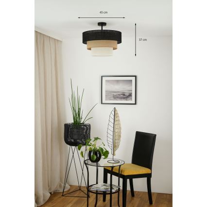 Brilagi - Lámpara de techo empotrada ASPEN LUNETA 1xE27/15W/230V Ø 45 cm negro/beige/crème