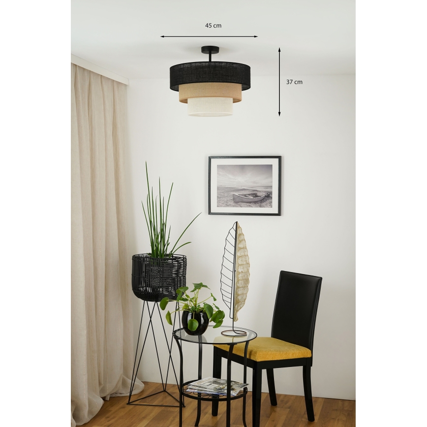 Brilagi - Lámpara de techo empotrada ASPEN LUNETA 1xE27/15W/230V Ø 45 cm negro/beige/crème