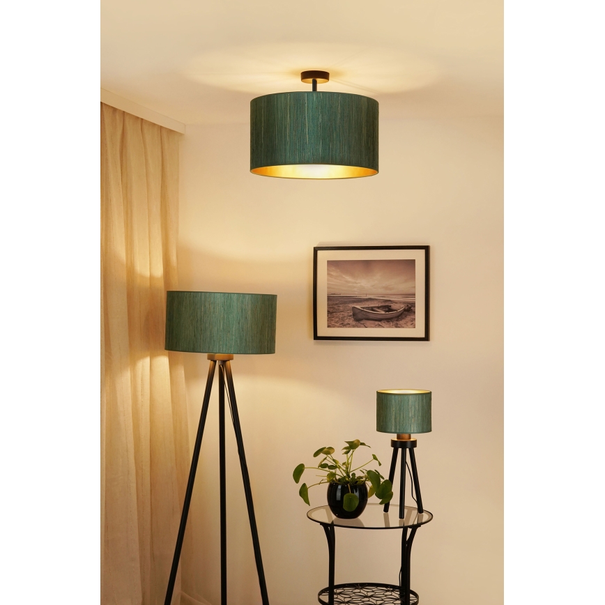 Brilagi - Lámpara de techo BOSTON ROLLER 1xE27/15W/230V diá. 45 cm paja verde/dorado
