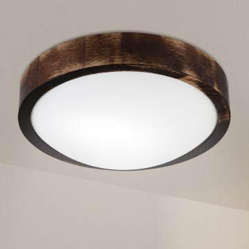 Brilagi - Lámpara de techo CARVALHO SLIM SMOKEY 1xE27/60W/230V, acabado roble, diámetro 27,5 cm