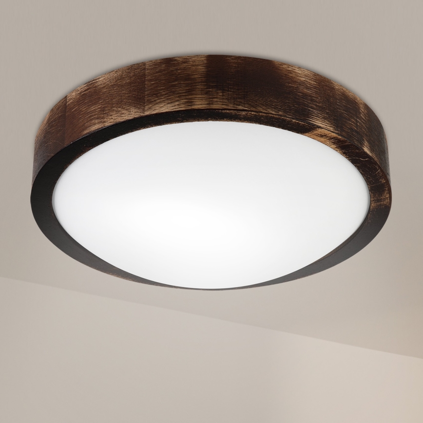 Brilagi - Lámpara de techo CARVALHO SLIM SMOKEY 1xE27/60W/230V, acabado roble, diámetro 27,5 cm