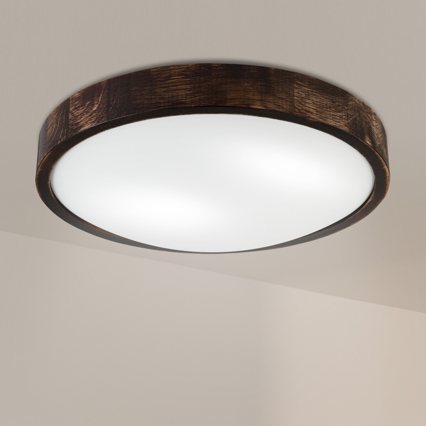 Brilagi - Lámpara de techo CARVALHO SLIM SMOKEY 2xE27/60W/230V roble Ø 37,5 cm