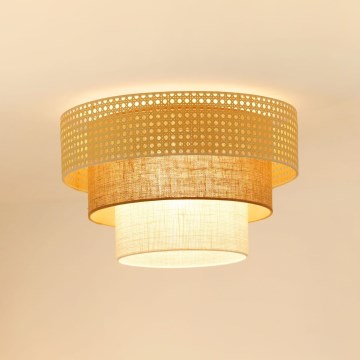Brilagi - Lámpara de techo CEDAR LUNETA 1xE27/15W/230V diámetro 45 cm ratán/marrón/crema